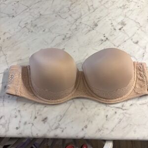 Torrid Curve Bombshell Strapless Push-Up Bra Size‎ 44C Style 10447173 Nude Lace